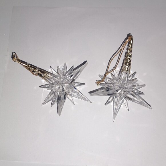 Set of 5 Acrylic Clear Holiday Star Ornaments With Gold Tone Crown - Picture 5 of 5